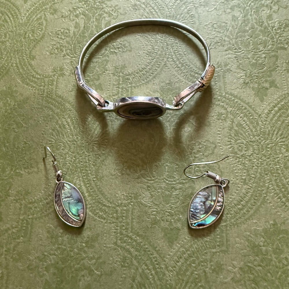 Elegant Silver and Abalone Jewelry Set